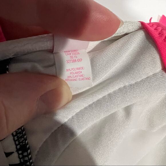 Victoria’s Secret Geometric Halter Black White Pink Trim Swim Bikini Top 32DD - Picture 7 of 9